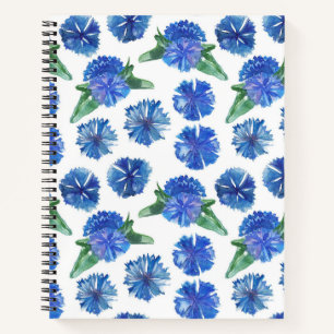 Cuaderno Hermosas flores azules de color agua
