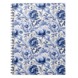 Cuaderno Hermosas flores azules de Toile de Jouy
