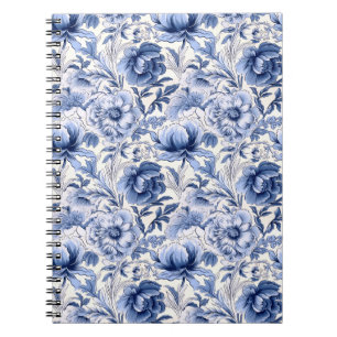 Cuaderno Hermosas flores azules de Toile de Jouy