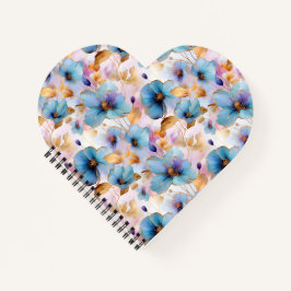 Cuaderno Hermosas flores azules Tinta de alcohol en pastele