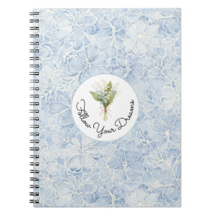 Cuaderno Hermosas Flores Blancas Azules Sigue Tus Sueños