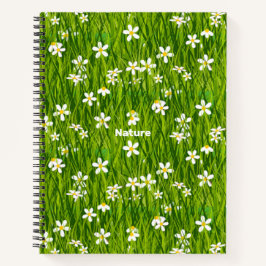Cuaderno Hermosas flores blancas en hojas verdes