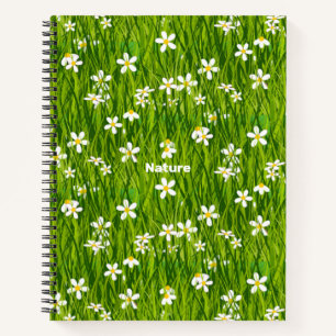 Cuaderno Hermosas flores blancas en hojas verdes