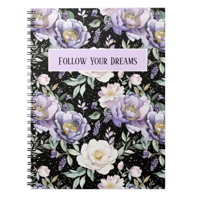 Cuaderno Hermosas Flores Blancas Purpúreas (Frente)