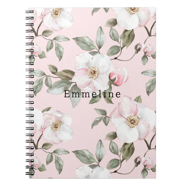 Cuaderno Hermosas flores blancas rosadas   (Frente)