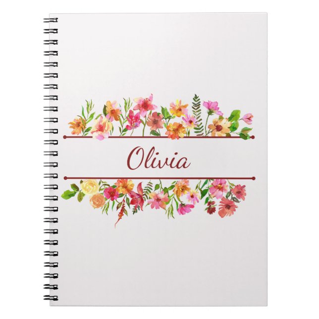 Cuaderno Hermosas flores coloreadas coloridas (Frente)