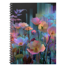 Cuaderno Hermosas flores de arte neón