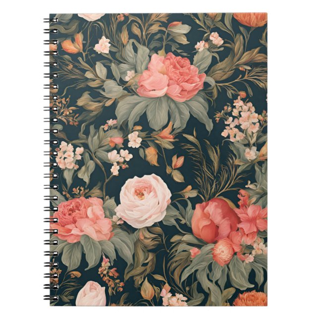 Cuaderno Hermosas flores de rosa floral (Frente)