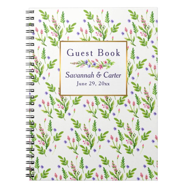 Cuaderno Hermosas Flores de Verano Libro de Invitados de Bo (Frente)