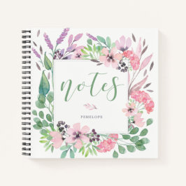 Cuaderno Hermosas flores | Floral acuarela y hojas