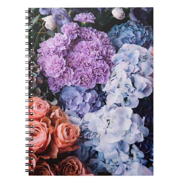Cuaderno Hermosas flores florecientes (rosas, hortensias, c (Frente)