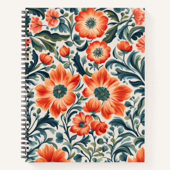 Cuaderno Hermosas Flores Naranjas (Anverso)