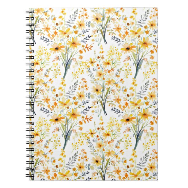 Cuaderno Hermosas flores silvestres amarillas de primavera (Frente)