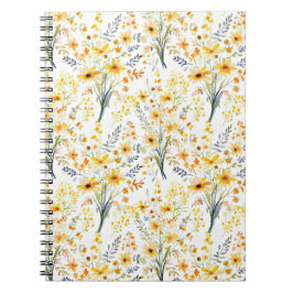 Cuaderno Hermosas flores silvestres de primavera amarilla