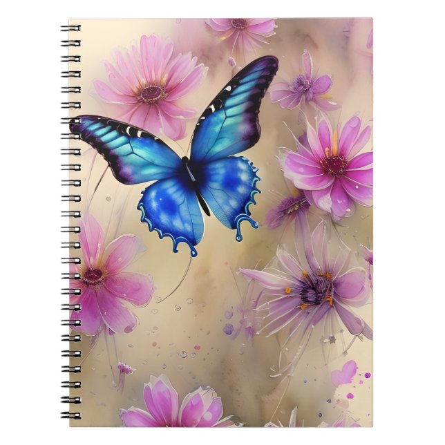 Cuaderno Hermosas flores y mariposa (Frente)
