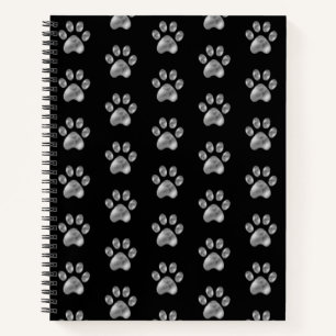 Cuaderno Hermosas hojas de plata en negro