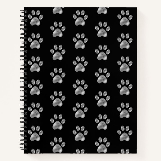 Cuaderno Hermosas hojas de plata en negro (Anverso)