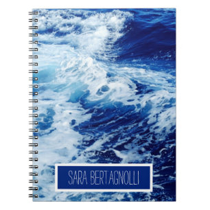 Cuaderno Hermosas olas del océano azul agregan tu nombre