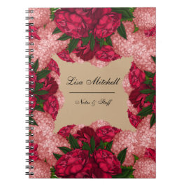 Cuaderno Hermosas peonías. Diseño personalizado