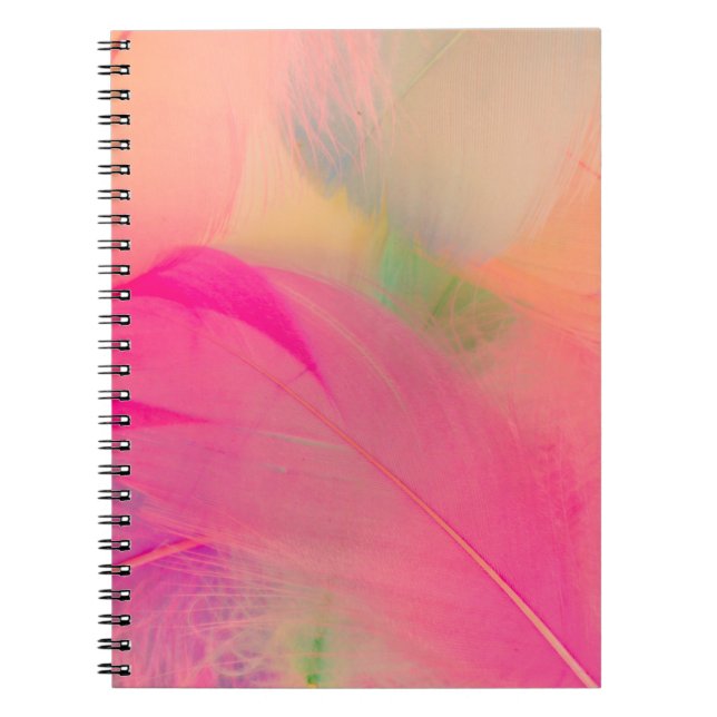Cuaderno Hermosas plumas abstractas púrpura y azul en whid (Frente)
