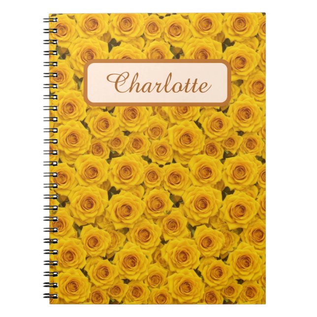 Cuaderno Hermosas rosas amarillas personalizadas (Frente)