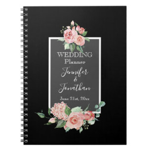 Cuaderno Hermosas rosas rosadas en el planificador de la bo