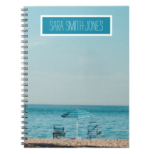 Cuaderno Hermosas Sillas Azules de Playa Añaden Su Nombre P