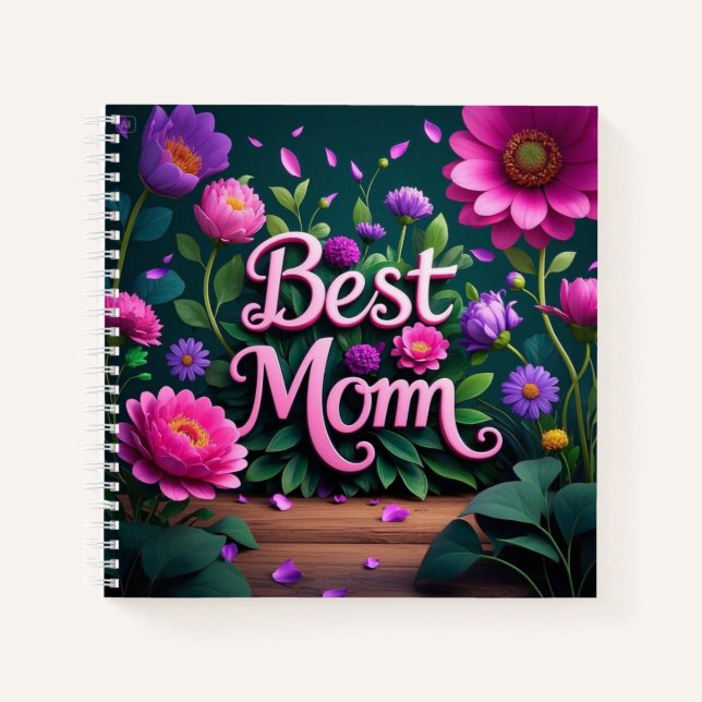 Cuaderno Hermosas y elegantes flores de la mejor mamá (Anverso)
