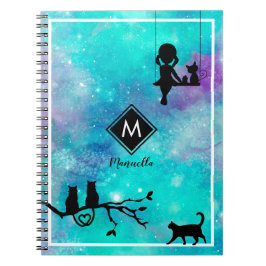 Cuaderno Hermoso acuario azul galaxia Chica diario