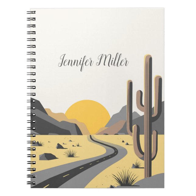 Cuaderno Hermoso amanecer del desierto con vistas a la mont (Frente)