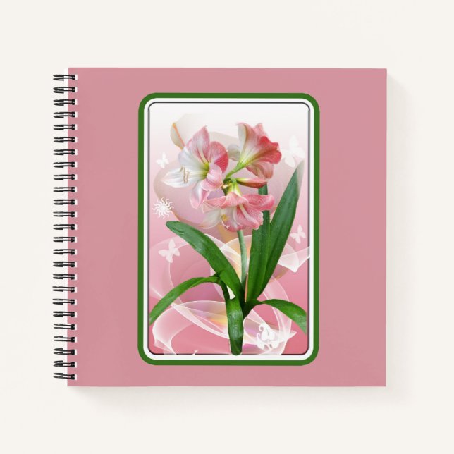 Cuaderno Hermoso Amaryllis Temático Floral (Anverso)
