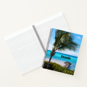Cuaderno Hermoso árbol de palma tropical ventoso
