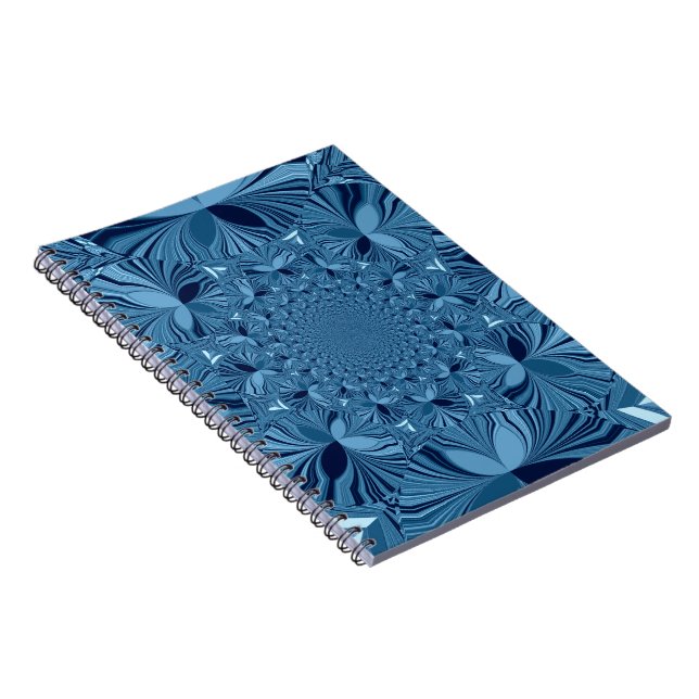 Cuaderno Hermoso Arte de Caleidoscopio Azul Irisado Precios (Lado Derecho)