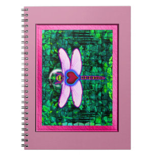 Cuaderno Hermoso arte enmarcado “Crackel enmarcado libélula