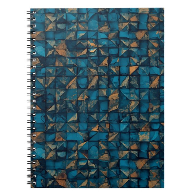 Cuaderno Hermoso aspecto de patchwork en verde azulado oscu (Frente)