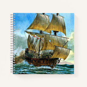Cuaderno hermoso barco de cuatro mástiles