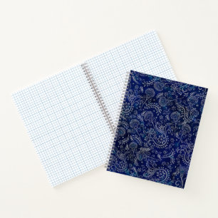 Cuaderno Hermoso Blues Boho Batik Botanicals
