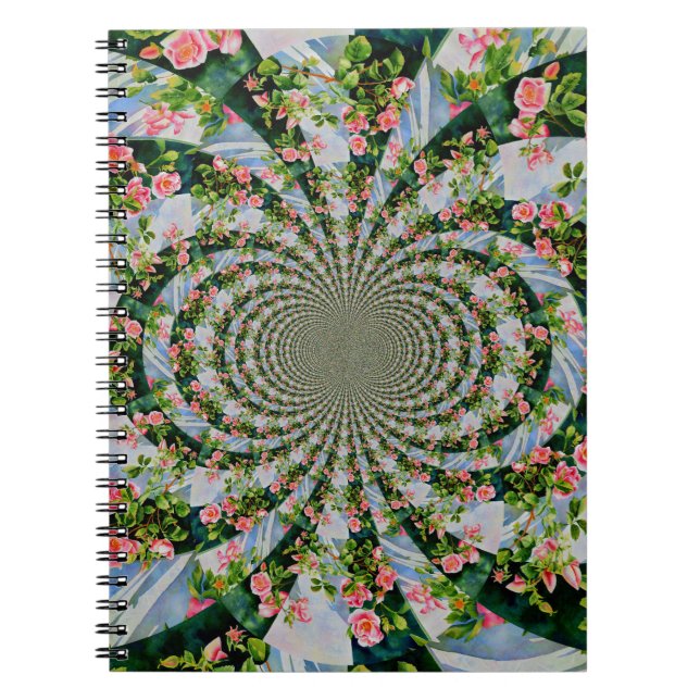 Cuaderno Hermoso boho rosa, rosas rojas, acuarela floral (Frente)