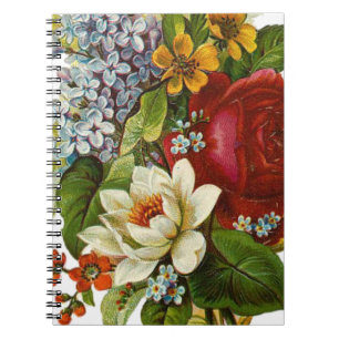 Cuaderno Hermoso Bouquet Romántico de Verano con Rosa Roja