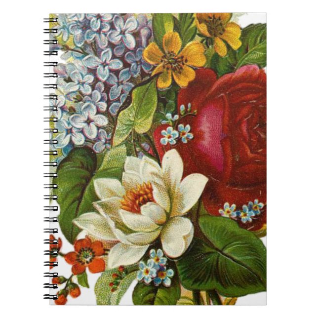 Cuaderno Hermoso Bouquet Romántico de Verano con Rosa Roja (Frente)