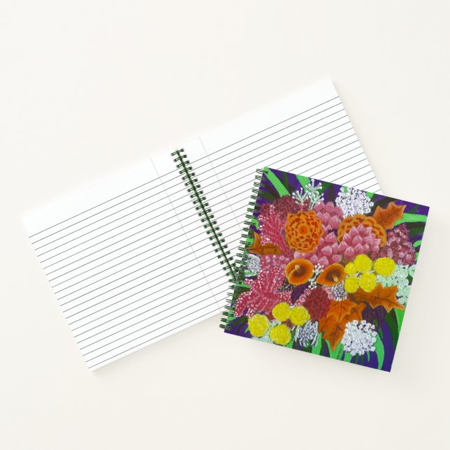 Cuaderno Hermoso Bouquet rosa y Naranja de flores (púrpura) (Interior)