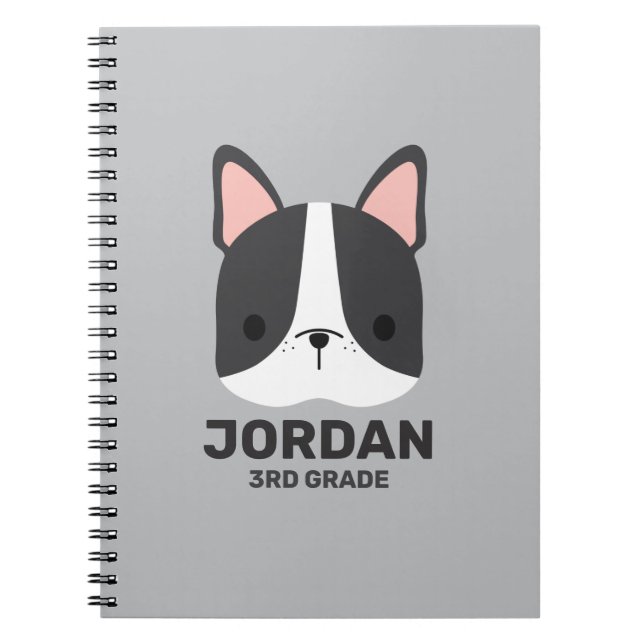 Cuaderno Hermoso Bulldog Francés con nombre personalizado (Frente)