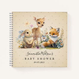 Cuaderno Hermoso Bunny Deer Fox Baby Shower Guest Book