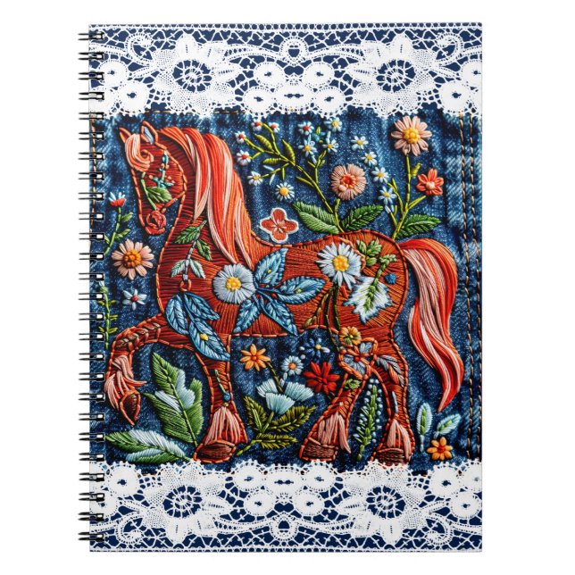 Cuaderno Hermoso Caballo Bordado (Frente)