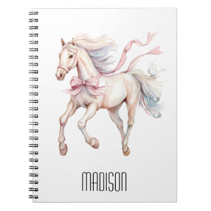 Cuaderno Hermoso Caballo Femenino Arco Rosa Acuarela Animal
