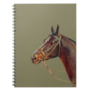 Cuaderno Hermoso caballo marrón oscuro, retrato vintage