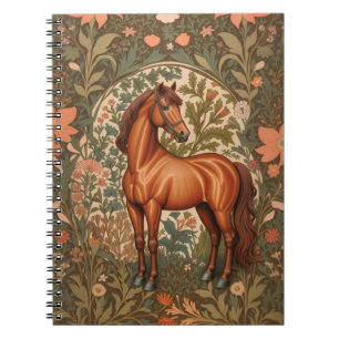 Cuaderno Hermoso caballo marrón William Morris inspirado