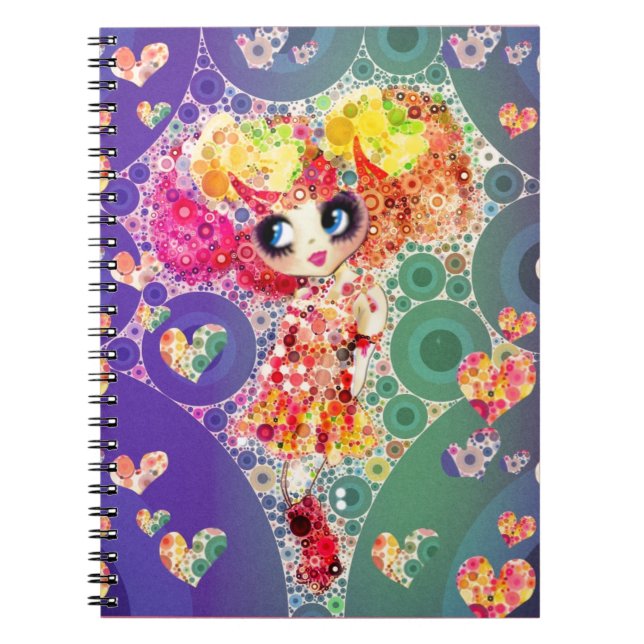 Cuaderno Hermoso Chica arcoiris KAWAII PinkyP Harajuku (Frente)