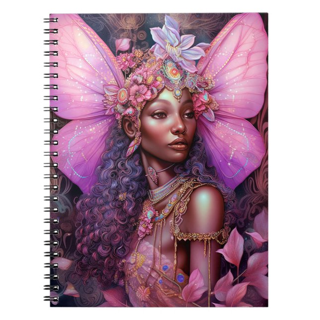 Cuaderno Hermoso Chica de hadas negras Fantasy Art (Frente)
