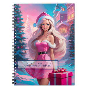 Cuaderno Hermoso Chica de Navidades rosados 01